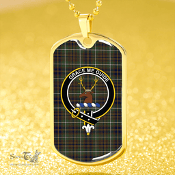 ScottishPlaid Forbes of Druinnor Modern Clan Tartan Dog Tag Necklace - Crest Classic Scottish Plaid Tartan Plaid
