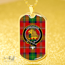 ScottishPlaid Fairlie Modern Clan Tartan Dog Tag Necklace - Crest Classic Scottish Plaid Tartan Plaid
