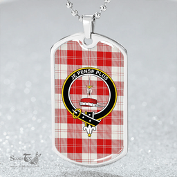 ScottishPlaid Erskine Weathered Clan Tartan Dog Tag Necklace - Crest Classic Scottish Plaid Tartan Plaid