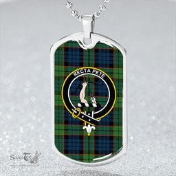 ScottishPlaid Fletcher Family Modern Clan Tartan Dog Tag Necklace - Crest Classic Scottish Plaid Tartan Plaid