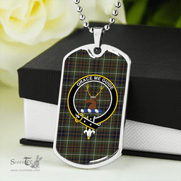 ScottishPlaid Forbes of Druinnor Modern Clan Tartan Dog Tag Necklace - Crest Classic Scottish Plaid Tartan Plaid