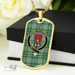 ScottishPlaid Currie Ancient Clan Tartan Dog Tag Necklace - Crest Classic Scottish Plaid Tartan Plaid