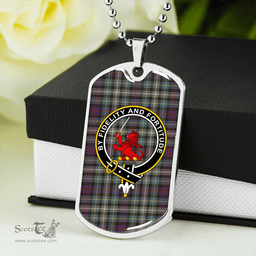 ScottishPlaid Farquharson Dress Weathered Clan Tartan Dog Tag Necklace - Crest Classic Scottish Plaid Tartan Plaid