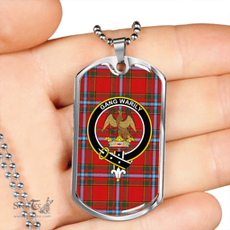 ScottishPlaid Drummond of Fingask Modern Clan Tartan Dog Tag Necklace - Crest Classic Scottish Plaid Tartan Plaid