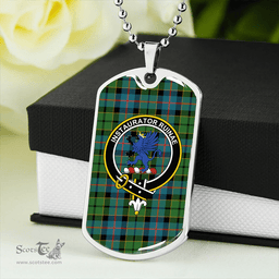 ScottishPlaid Forsyth Ancient Clan Tartan Dog Tag Necklace - Crest Classic Scottish Plaid Tartan Plaid
