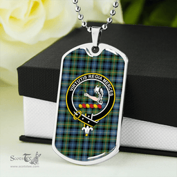 ScottishPlaid Dyce Ancient Clan Tartan Dog Tag Necklace - Crest Classic Scottish Plaid Tartan Plaid