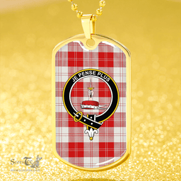 ScottishPlaid Erskine Weathered Clan Tartan Dog Tag Necklace - Crest Classic Scottish Plaid Tartan Plaid
