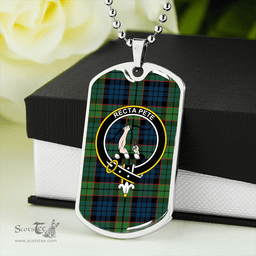 ScottishPlaid Fletcher Family Modern Clan Tartan Dog Tag Necklace - Crest Classic Scottish Plaid Tartan Plaid