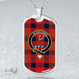 ScottishPlaid Fraser Isabella Modern Clan Tartan Dog Tag Necklace - Crest Classic Scottish Plaid Tartan Plaid