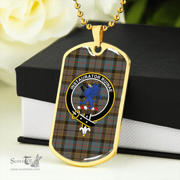 ScottishPlaid Forsyth Weathered Clan Tartan Dog Tag Necklace - Crest Classic Scottish Plaid Tartan Plaid
