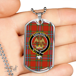 ScottishPlaid Drummond of Fingask Ancient Clan Tartan Dog Tag Necklace - Crest Classic Scottish Plaid Tartan Plaid