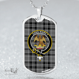 ScottishPlaid Drummond (Clans Originaux) Grey Modern Clan Tartan Dog Tag Necklace - Crest Classic Scottish Plaid Tartan Plaid
