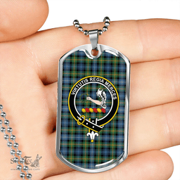 ScottishPlaid Dyce Ancient Clan Tartan Dog Tag Necklace - Crest Classic Scottish Plaid Tartan Plaid