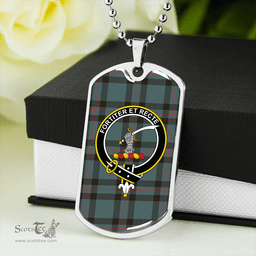 ScottishPlaid Elliot (Ellot) Weathered Clan Tartan Dog Tag Necklace - Crest Classic Scottish Plaid Tartan Plaid