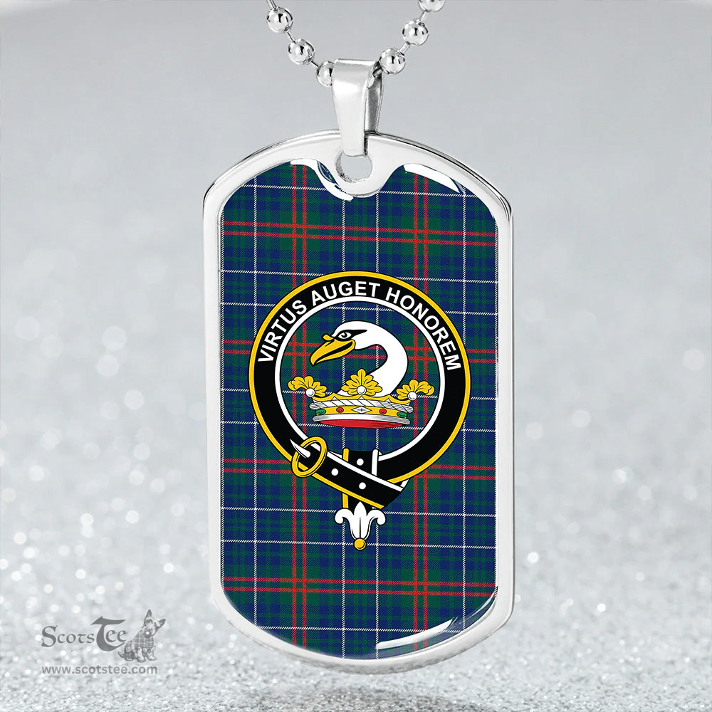 ScottishPlaid Edmonstone Weathered Clan Tartan Dog Tag Necklace - Crest Classic Scottish Plaid Tartan Plaid