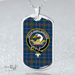 ScottishPlaid Edmonstone Weathered Clan Tartan Dog Tag Necklace - Crest Classic Scottish Plaid Tartan Plaid