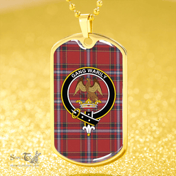 ScottishPlaid Drummond of Fingask Weathered Clan Tartan Dog Tag Necklace - Crest Classic Scottish Plaid Tartan Plaid