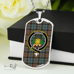 ScottishPlaid Dundas Weathered Clan Tartan Dog Tag Necklace - Crest Classic Scottish Plaid Tartan Plaid