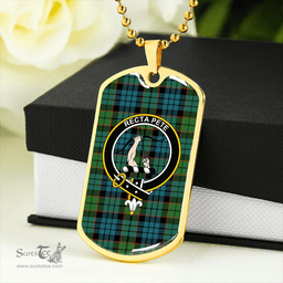 ScottishPlaid Fletcher Family Ancient Clan Tartan Dog Tag Necklace - Crest Classic Scottish Plaid Tartan Plaid