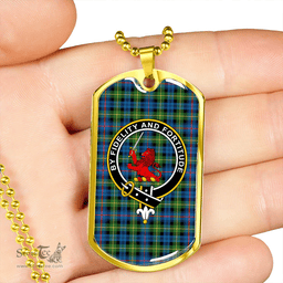 ScottishPlaid Farquharson Ancient Clan Tartan Dog Tag Necklace - Crest Classic Scottish Plaid Tartan Plaid
