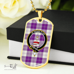 ScottishPlaid Erskine Red Clan Tartan Dog Tag Necklace - Crest Classic Scottish Plaid Tartan Plaid