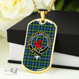 ScottishPlaid Farquharson Ancient Clan Tartan Dog Tag Necklace - Crest Classic Scottish Plaid Tartan Plaid