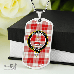 ScottishPlaid Erskine Weathered Clan Tartan Dog Tag Necklace - Crest Classic Scottish Plaid Tartan Plaid