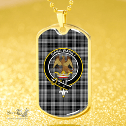 ScottishPlaid Drummond (Clans Originaux) Grey Modern Clan Tartan Dog Tag Necklace - Crest Classic Scottish Plaid Tartan Plaid