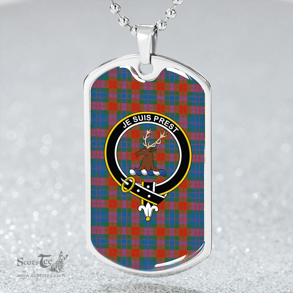 ScottishPlaid Fraser 78th Highlanders Ancient Clan Tartan Dog Tag Necklace - Crest Classic Scottish Plaid Tartan Plaid