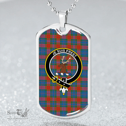 ScottishPlaid Fraser 78th Highlanders Ancient Clan Tartan Dog Tag Necklace - Crest Classic Scottish Plaid Tartan Plaid