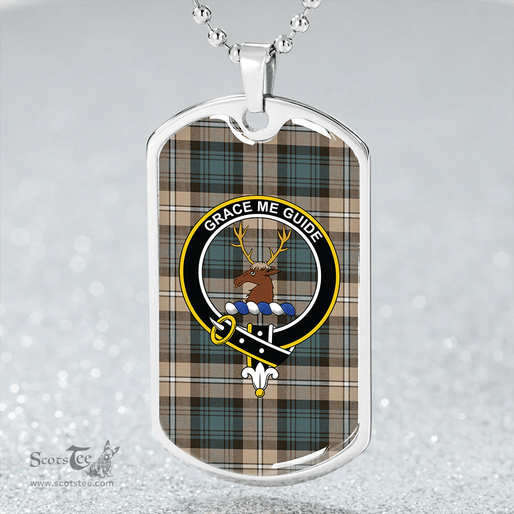 ScottishPlaid Forbes Brown Weathered Clan Tartan Dog Tag Necklace - Crest Classic Scottish Plaid Tartan Plaid