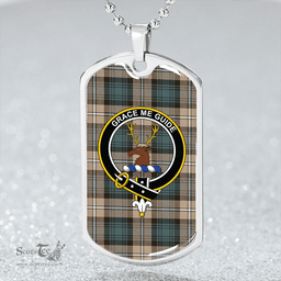 ScottishPlaid Forbes Brown Weathered Clan Tartan Dog Tag Necklace - Crest Classic Scottish Plaid Tartan Plaid