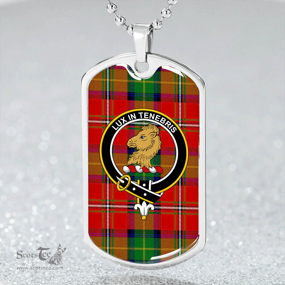 ScottishPlaid Fullerton Clan Tartan Dog Tag Necklace - Crest Classic Scottish Plaid Tartan Plaid