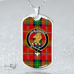 ScottishPlaid Fullerton Clan Tartan Dog Tag Necklace - Crest Classic Scottish Plaid Tartan Plaid
