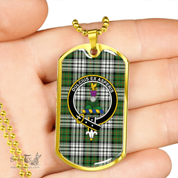 ScottishPlaid Ferguson Dress #2 Ancient Clan Tartan Dog Tag Necklace - Crest Classic Scottish Plaid Tartan Plaid
