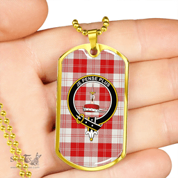 ScottishPlaid Erskine Weathered Clan Tartan Dog Tag Necklace - Crest Classic Scottish Plaid Tartan Plaid