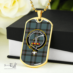 ScottishPlaid Elliot (Ellot) Weathered Clan Tartan Dog Tag Necklace - Crest Classic Scottish Plaid Tartan Plaid
