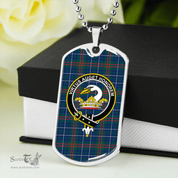 ScottishPlaid Edmonstone Weathered Clan Tartan Dog Tag Necklace - Crest Classic Scottish Plaid Tartan Plaid