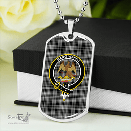 ScottishPlaid Drummond (Clans Originaux) Grey Modern Clan Tartan Dog Tag Necklace - Crest Classic Scottish Plaid Tartan Plaid