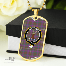 ScottishPlaid Fraser Hunting Weathered Clan Tartan Dog Tag Necklace - Crest Classic Scottish Plaid Tartan Plaid