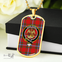 ScottishPlaid Drummond of Fingask Modern Clan Tartan Dog Tag Necklace - Crest Classic Scottish Plaid Tartan Plaid