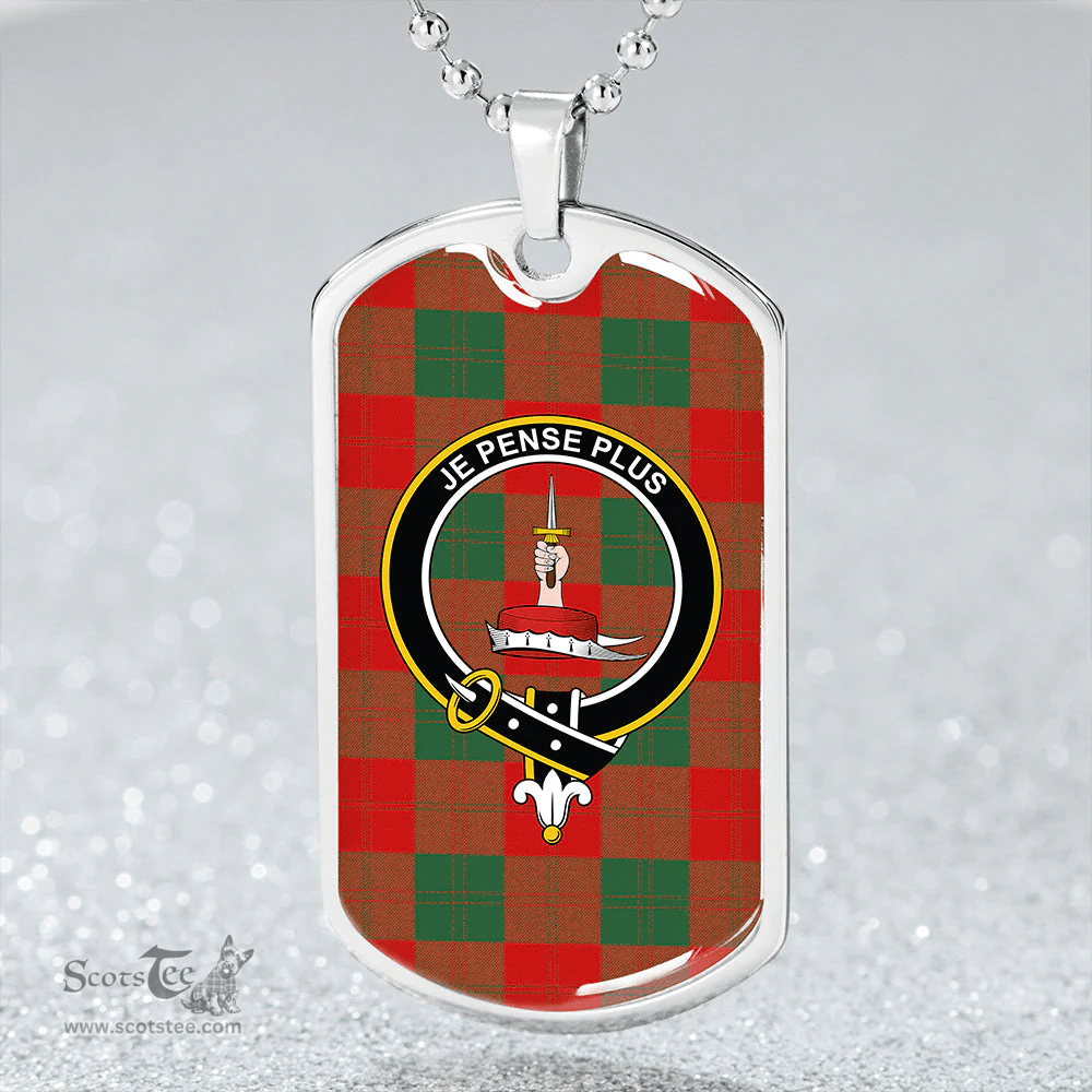 ScottishPlaid Erskine Black & White Clan Tartan Dog Tag Necklace - Crest Classic Scottish Plaid Tartan Plaid