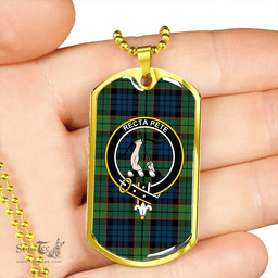 ScottishPlaid Fletcher Family Modern Clan Tartan Dog Tag Necklace - Crest Classic Scottish Plaid Tartan Plaid