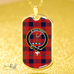 ScottishPlaid Fraser Isabella Modern Clan Tartan Dog Tag Necklace - Crest Classic Scottish Plaid Tartan Plaid