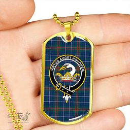ScottishPlaid Edmonstone Weathered Clan Tartan Dog Tag Necklace - Crest Classic Scottish Plaid Tartan Plaid