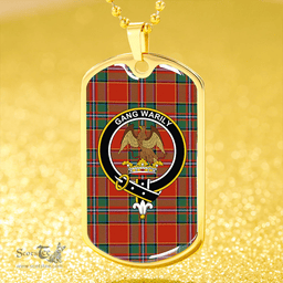 ScottishPlaid Drummond Ancient Clan Tartan Dog Tag Necklace - Crest Classic Scottish Plaid Tartan Plaid