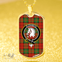 ScottishPlaid Dunbar Ancient Clan Tartan Dog Tag Necklace - Crest Classic Scottish Plaid Tartan Plaid