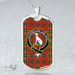 ScottishPlaid Hunter USA (Michael USA) Modern Clan Tartan Dog Tag Necklace - Crest Classic Scottish Plaid Tartan Plaid