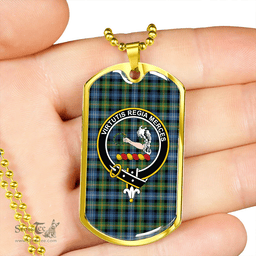 ScottishPlaid Dyce Ancient Clan Tartan Dog Tag Necklace - Crest Classic Scottish Plaid Tartan Plaid