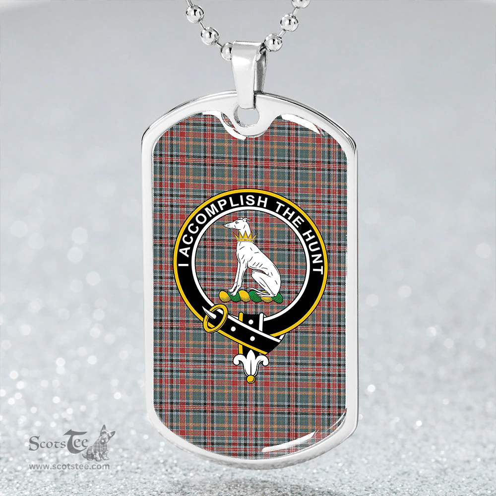 ScottishPlaid Hunter Old #3 (Michael Old #3) Weathered Clan Tartan Dog Tag Necklace - Crest Classic Scottish Plaid Tartan Plaid